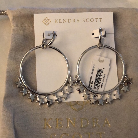 Kendra Scott Sloane Silver Tone Star Open Frame Convertible Hoop Earrings NWT - Picture 3 of 13